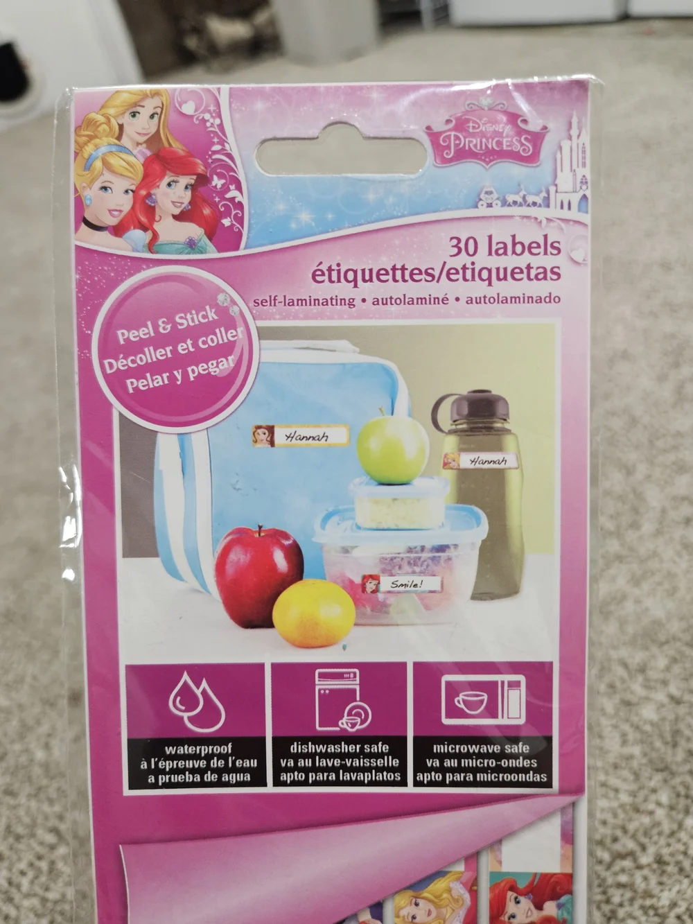 Disney Princess Pink Peel & Stick Labels - 30 Pack